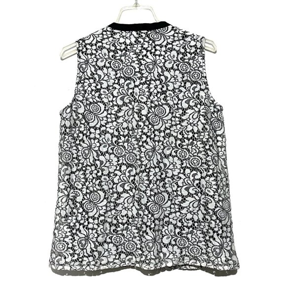 Adrianna Papell Sleeveless Pussycat Bow Tie-Neck Lace Top - Picture 7 of 13